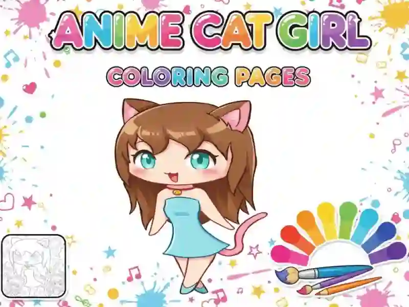Jogo Desenhos para colorir de menina-gato de anime online