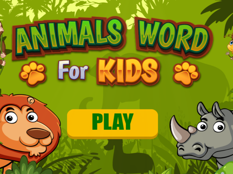 Jogo Animais de palavras para crianças online