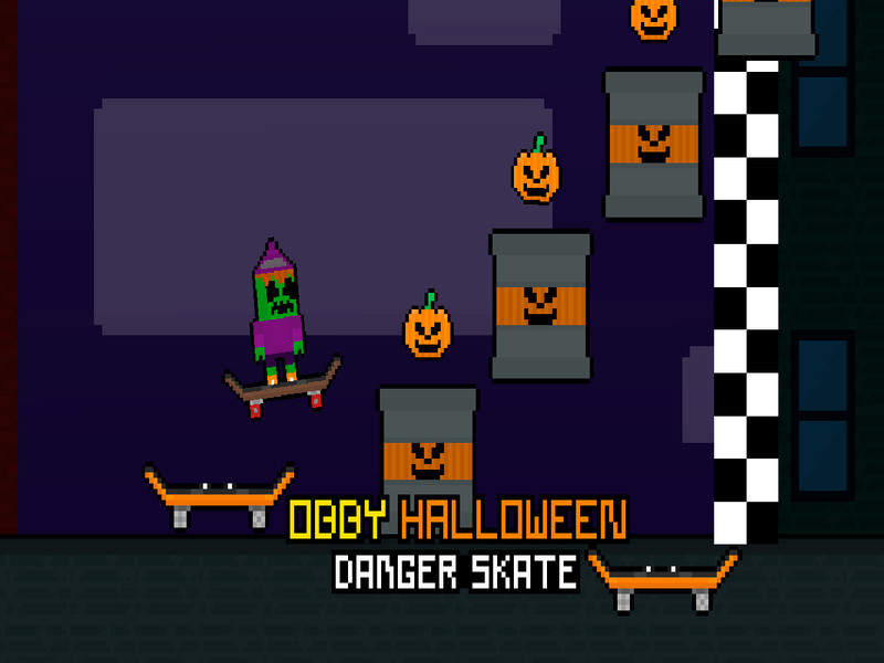 Jogo Skate de perigo de Halloween obby online